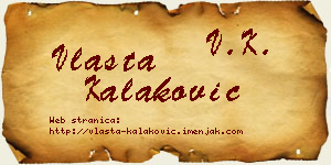 Vlasta Kalaković vizit kartica